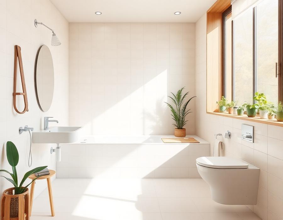 Bright, spotless shared bathroom — Go GenZ Stays girls PG